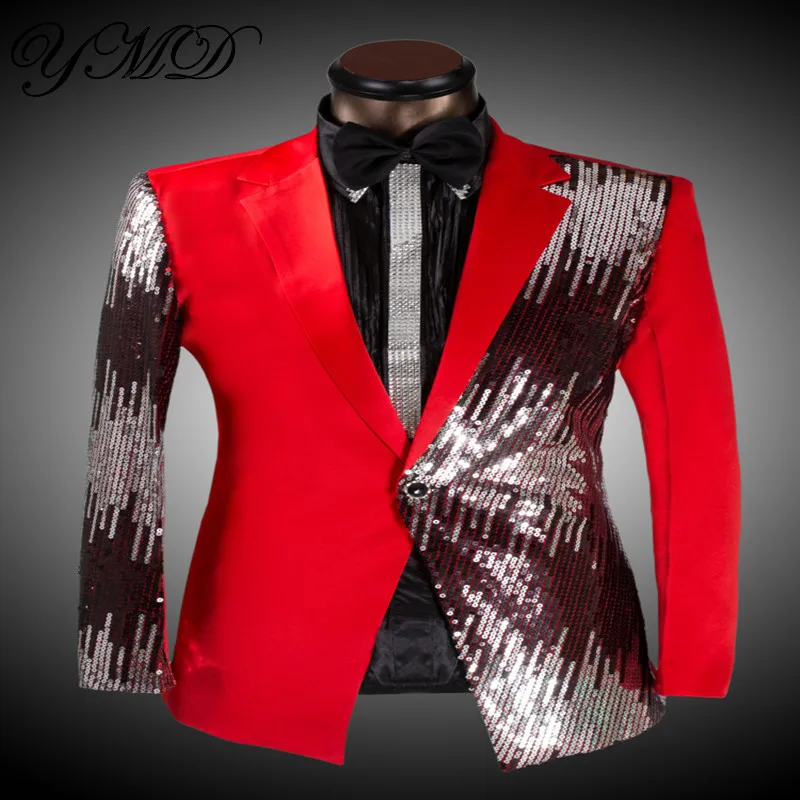 sequined black and red men suits wedding tuxedo men