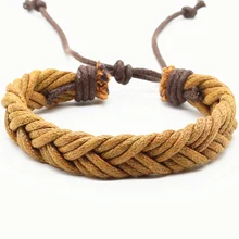 Новое поступление, винтажные повседневные коричневые, синие, черные плетеные браслеты ручной работы для женщин и мужчин, женские и мужские ретро Подарочные ювелирные изделия