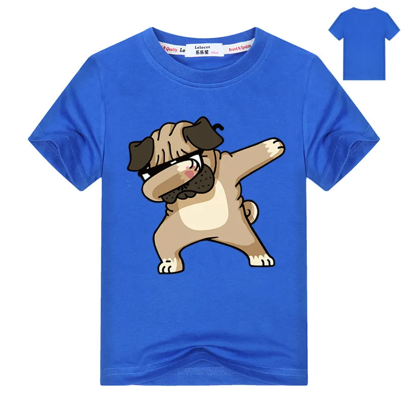 Модная детская хлопковая Футболка с Мопсом новые Забавные футболки для мальчиков/девочек/малышей футболка с единорогом/собакой/топики с пандами