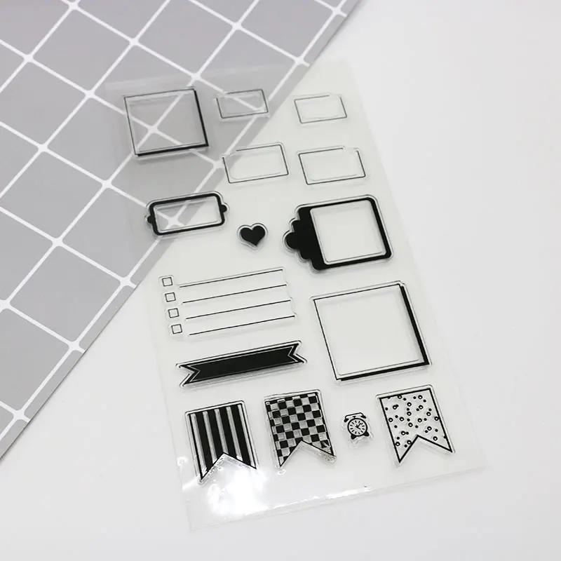 

1 pcs Label frame transparent silicone stamp, children DIY Handmade Scrapbook diary Photo Album decor students soft Stamps