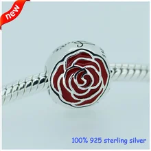 Подходит Пандора браслеты BELLE Заколдованная Роза серебряные бусины с красной эмалью новые 925 пробы серебряные подвески DIY ювелирные изделия оптом