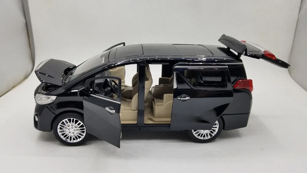 1:24 литая под давлением модель для Toyota Alphard VELLFIRE черный MPV откатная Музыка флэш-светильник сплав игрушка миниатюрная коллекция подарки