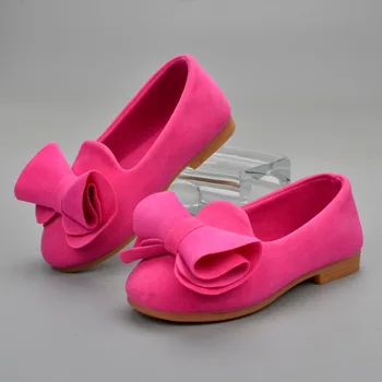 

ULKNN 2020 spring new Butterfly-knot girls shoes Kids Flat with Rose Red Yellow Green shoe Baby casual Velvet Girls 21-36 yards