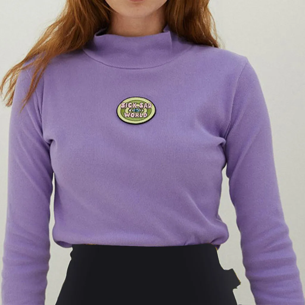 

2019 Women Long Sleeve Letter Embroidery Turtleneck Sweatwears Autumn Winter Purple Color Fashion Sweatwears Streetwear z0708