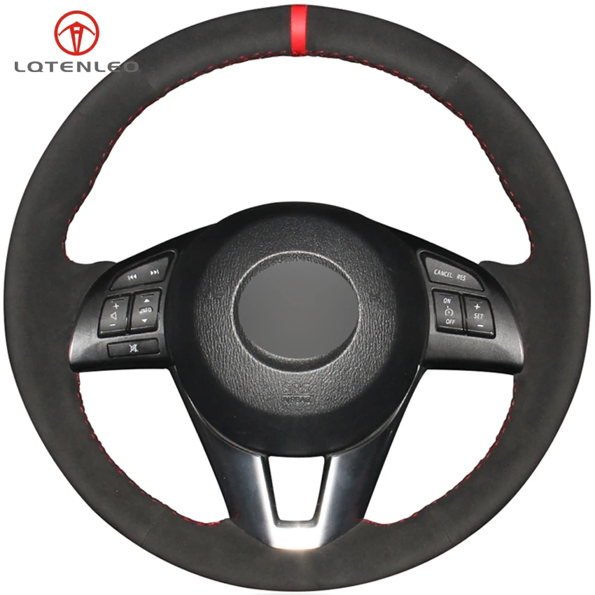 

LQTENLEO Black Suede Car Steering Wheel Cover For Mazda 3 Axela 2013-2016 Mazda 2 Mazda 6 Atenza 2014-2017 CX-5 CX5 CX-4 CX-3
