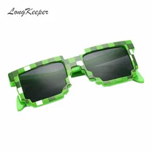 2016 Hot Kids Sunglasses Mosaics Minecraft Style Sunglasses 4-13 Years Square Children Sun Glasses Boys Girls Pixel Eyewares