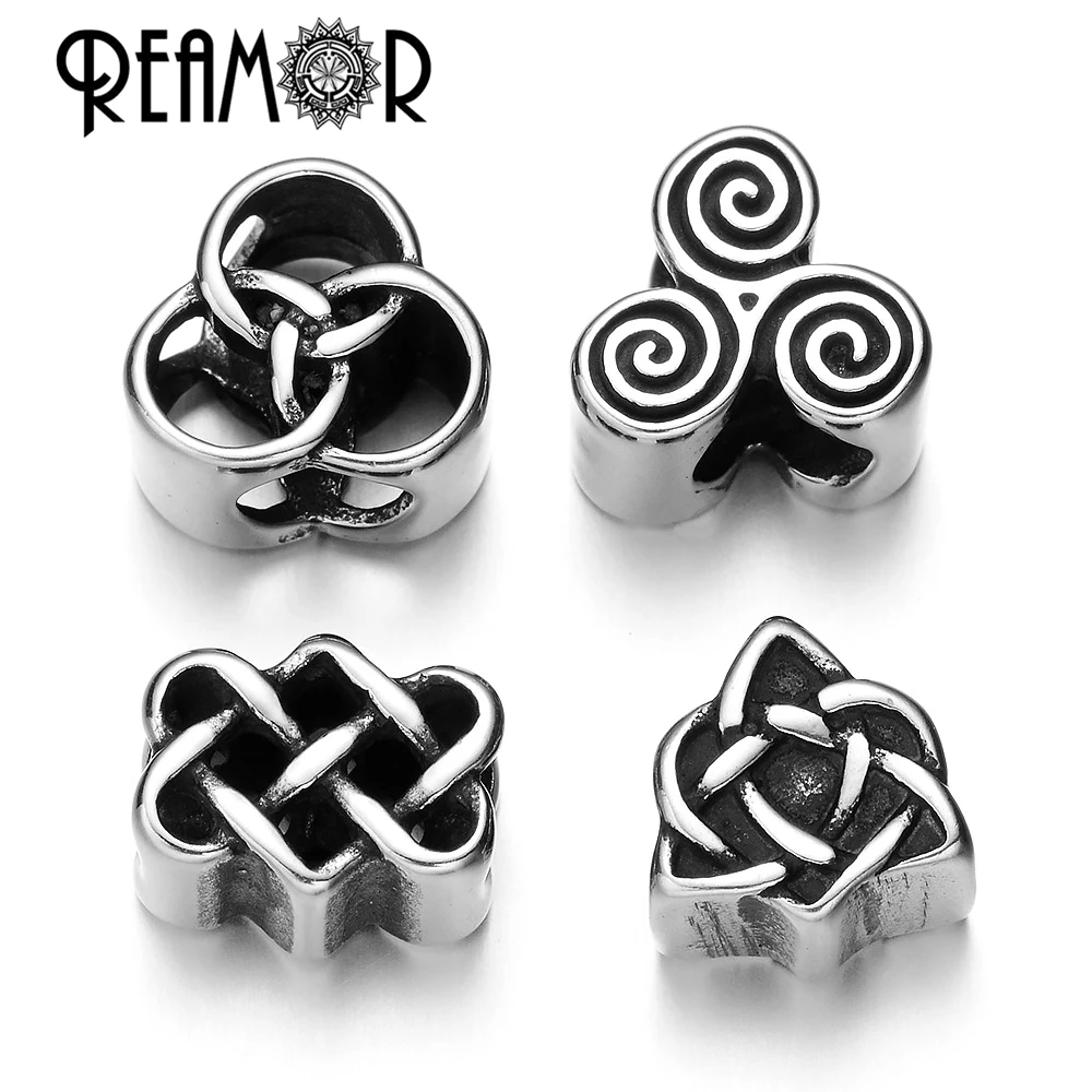 REAMOR 316l Stainless Steel Heart Knot Celtic Knot Triple Helix