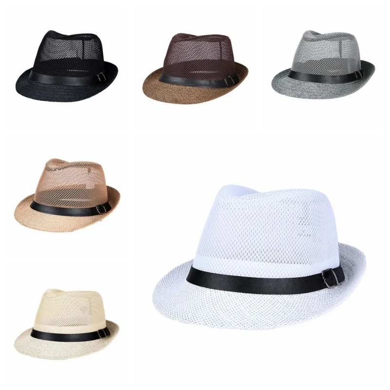 Новая летняя пляжная шляпа, соломенные солнцезащитные головные уборы для мужчин и женщин, джазовая Кепка с большими полями, солнечные шляпы хорошего качества, украшение из кожи