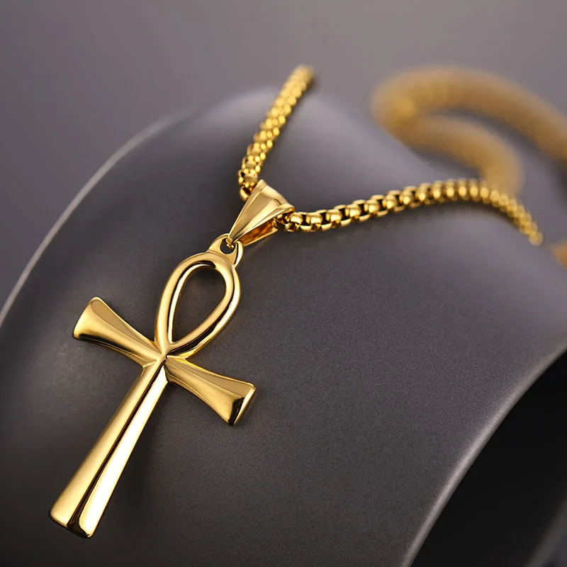 Ägypten Ankh Kreuz Symbol des Lebens Anhänger Halskette Silber Gold Schwarz 