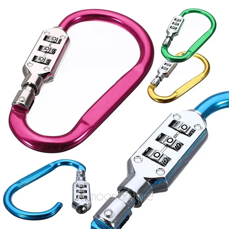 

New Small size travel smart combination lock Bottle Hook Buckle 1 pc Alloy Carabiner Hanging Code Chain Camping Hiking Padlock