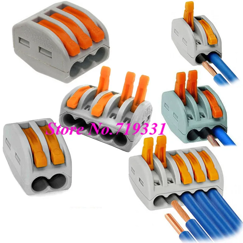 

50pcs 2/3/5Way Connector Wire Reusable Spring Lever Terminal Block Electric Cable