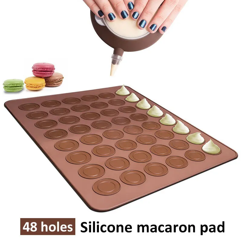 Силиконовый коврик для выпечки 48 отверстий силиконовый коврик для духовки Макарон антипригарный коврик для выпечки, Макаруны подкладка для торта сковорода Pastry Кондитерские кухонные инструменты