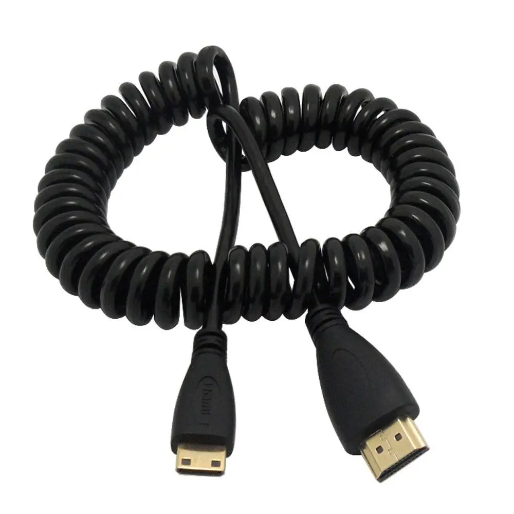 

Mini HDMI Male to HDMI Male Cable Lead Cord Wire 1080p Spring coiled Cable