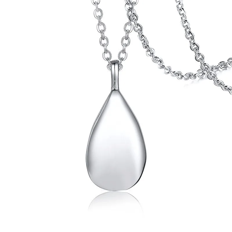 Women Memorial Jewelry Ash Pendants Water Drop Shape Cremation Urn Necklace For Adults Stainless Steel Jewels