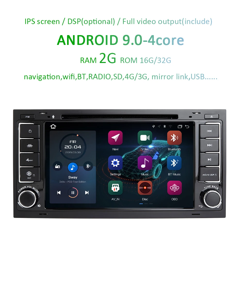 Ips экран DSP 4G 64G 2 din Android 9,0 автомобильный dvd-плеер для VW Touareg T5 Transporter Multivan gps радио мультимедиа навигация ПК