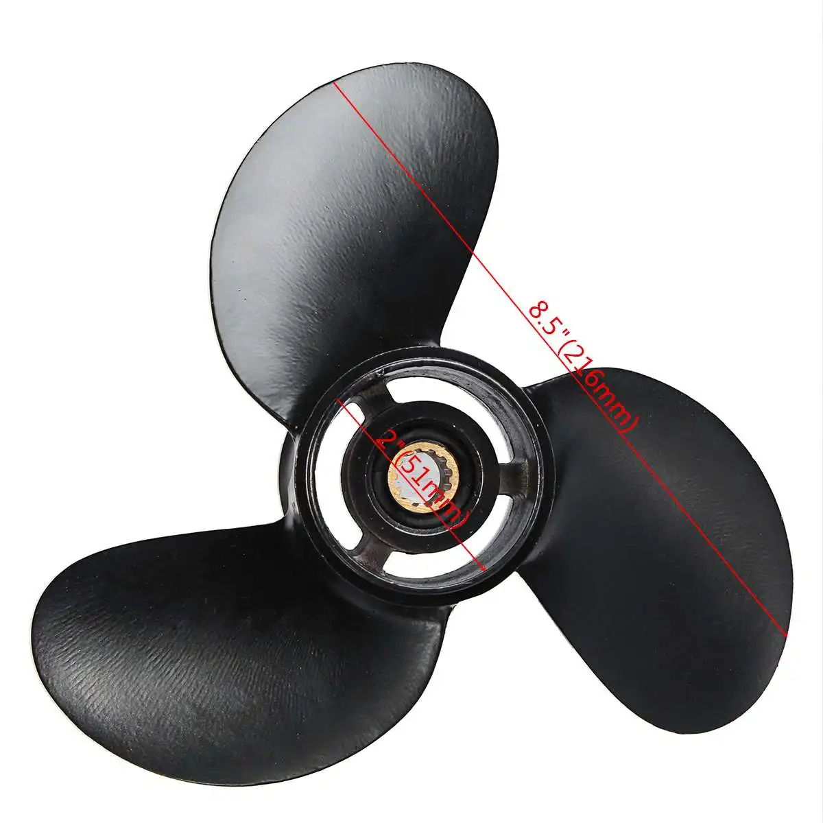 Audew 8.5 x 8.5 Outboard Propeller For Mercury Tohatsu 8-9.8HP 48-897618A10 3B2B645151 3 Blades 12 Spline Tooth Aluminum Alloy