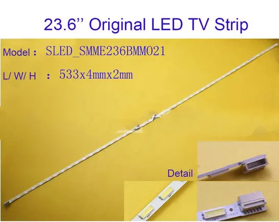 2 шт. х Оригинальный 23,6 дюймов Алюминий пластина светодиодный полоски ТВ Панель Подсветка лампы SMME236BMM021 533 мм 6pin Вход