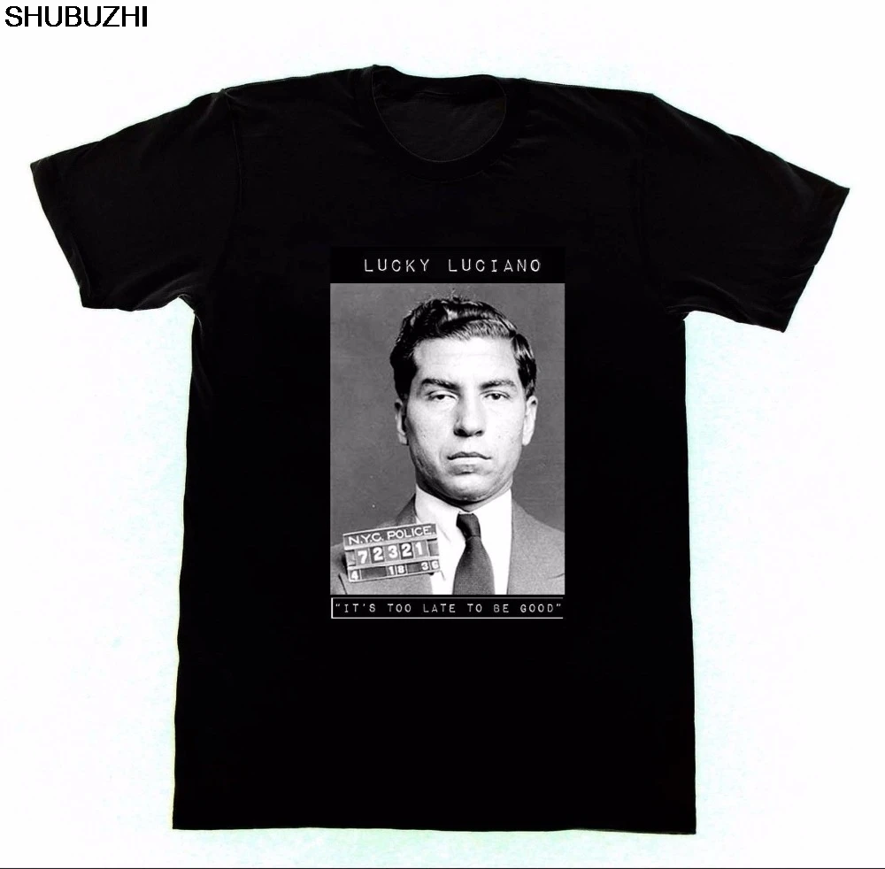 

Lucky Luciano Mugshot Quote Shirt 3 Tshirt Mafia Cartel Drugs Men's Fashion Short Sleeves Cotton Tops Clothing Black sbz143