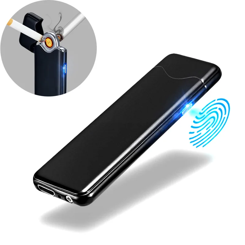 Новинка 2017 ультра тонкая металлическая USB зажигалка сенсорная идентификация