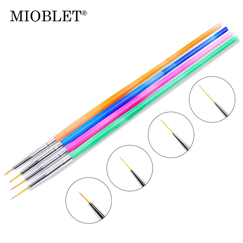 Mioblet 4 шт./компл. Профессиональные кисти для ногтей резные Нейл-арт лайнер 3D кисть для рисования ручка для УФ-гель кисточка для ногтей, инструменты для маникюра