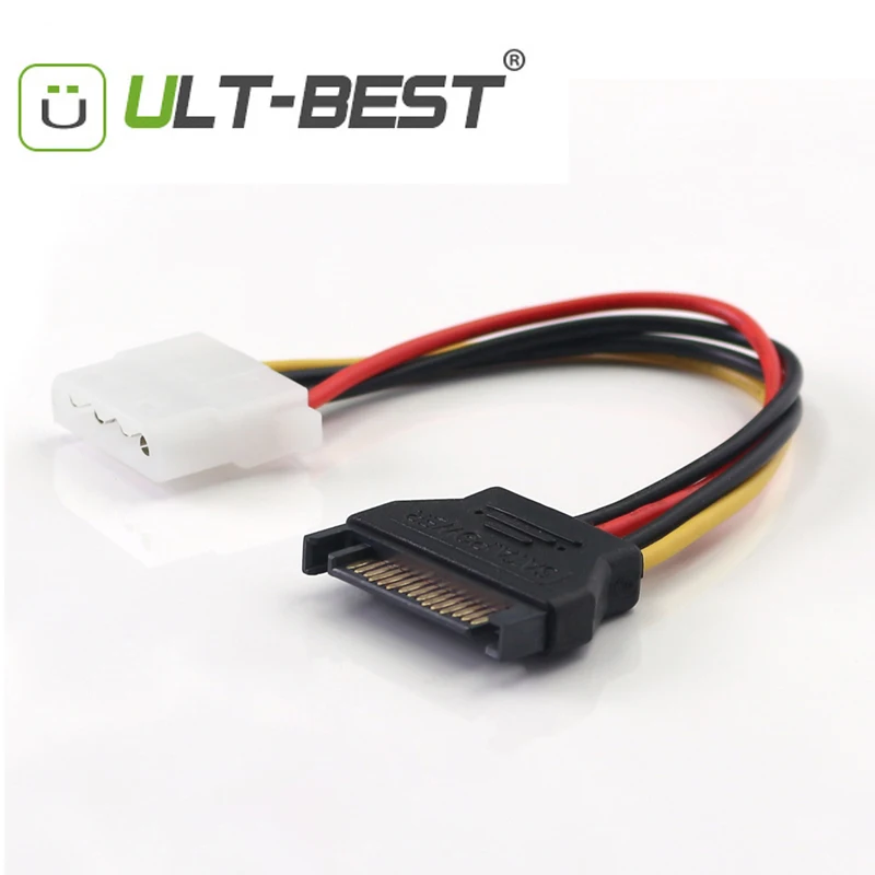 

ULT-BEST SATA Power Extension Cable Serial ATA 15pin Male to Molex IDE 4pin Female Hard Drive Power Adapter Extender Cables 15CM