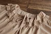 5847 Spring Women Top Literary Vintage Ruffled Collar Drawstring Embroidery Cotton Pullover Long Sleeve Loose Shirt Blouse Women 5