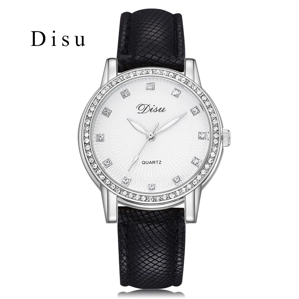 

Disu Brand Women Wrist Watch Fashion Silver Crystal Business Creative Watches Casual Ladies Sports Dress Quartz Watch Gift 2018