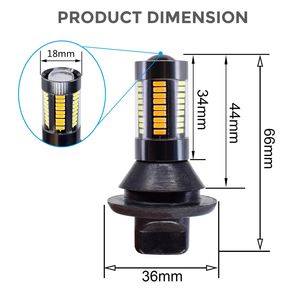 1 пара светодиодный светильник поворота DRL BA15S P21W 12 В 66SMD 1156 Canbus 4014 дневные ходовые