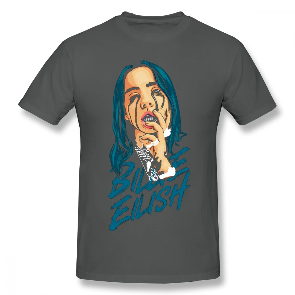 Удивительный океана глаз Billie Eilish футболка унисекс в стиле «хип-хоп»; стильная футболка Hipster футболка - Цвет: Темно-серый