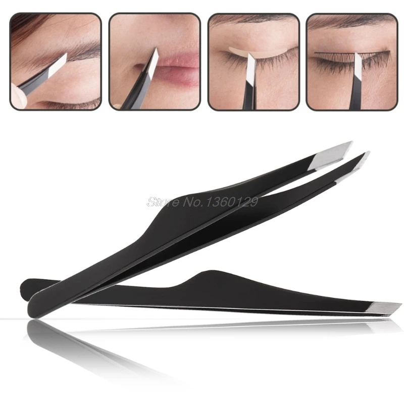 Professional Stainless Steel Slant Tip Hair Removal Eyebrow Tweezers Precision Tweezers