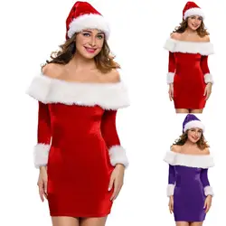 2018 Рождественские сексуальные мини платья женские Санта Клаус платье боди с длинным рукавом вечерние женские платья vestidos verano