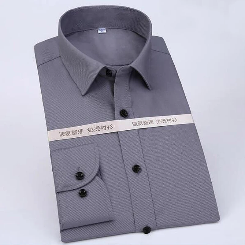 Solid Men Shirts Business Office Work Long Sleeve Casual Fashion Dress Shirt Social Brand Clothing Plus Size 4XL X152