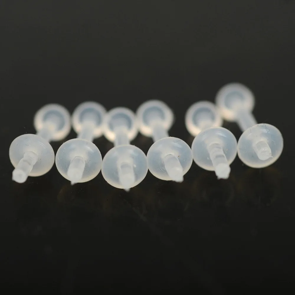 5/20/50PCS Rubber Clear Plastic Stem Anti Allergy Ear Studs Earrings Replacement in Stud