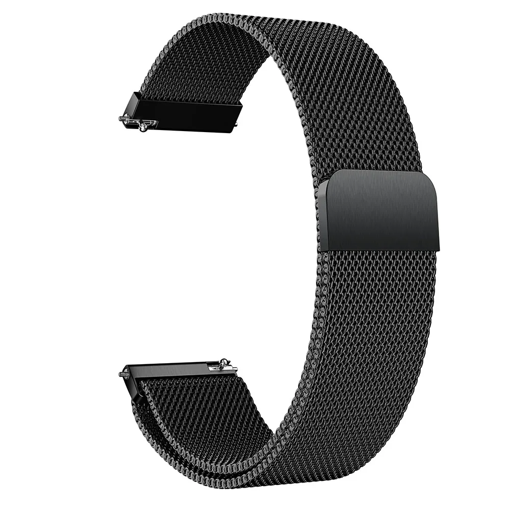 20 мм нержавеющая сталь Миланская петля Магнитный сетчатый браслет на запястье для Galaxy Watch Active samsung gear S2 Sport Amazfit ремешок Bip - Цвет ремешка: Черный