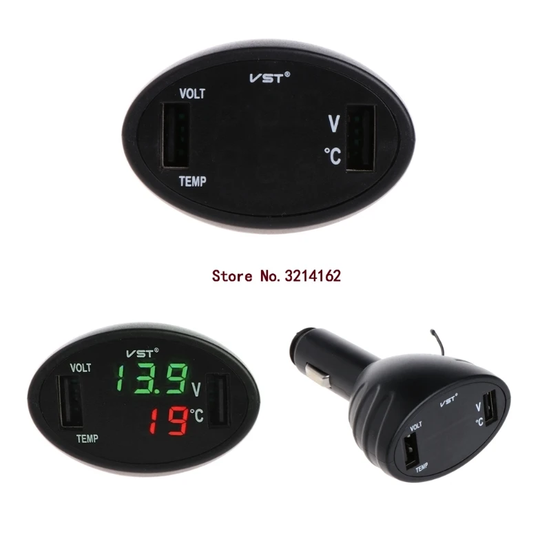 

Car Digital LED Thermometer Voltmeter Auto USB Charger Battery Monitor Temperature Gauge 07NOV