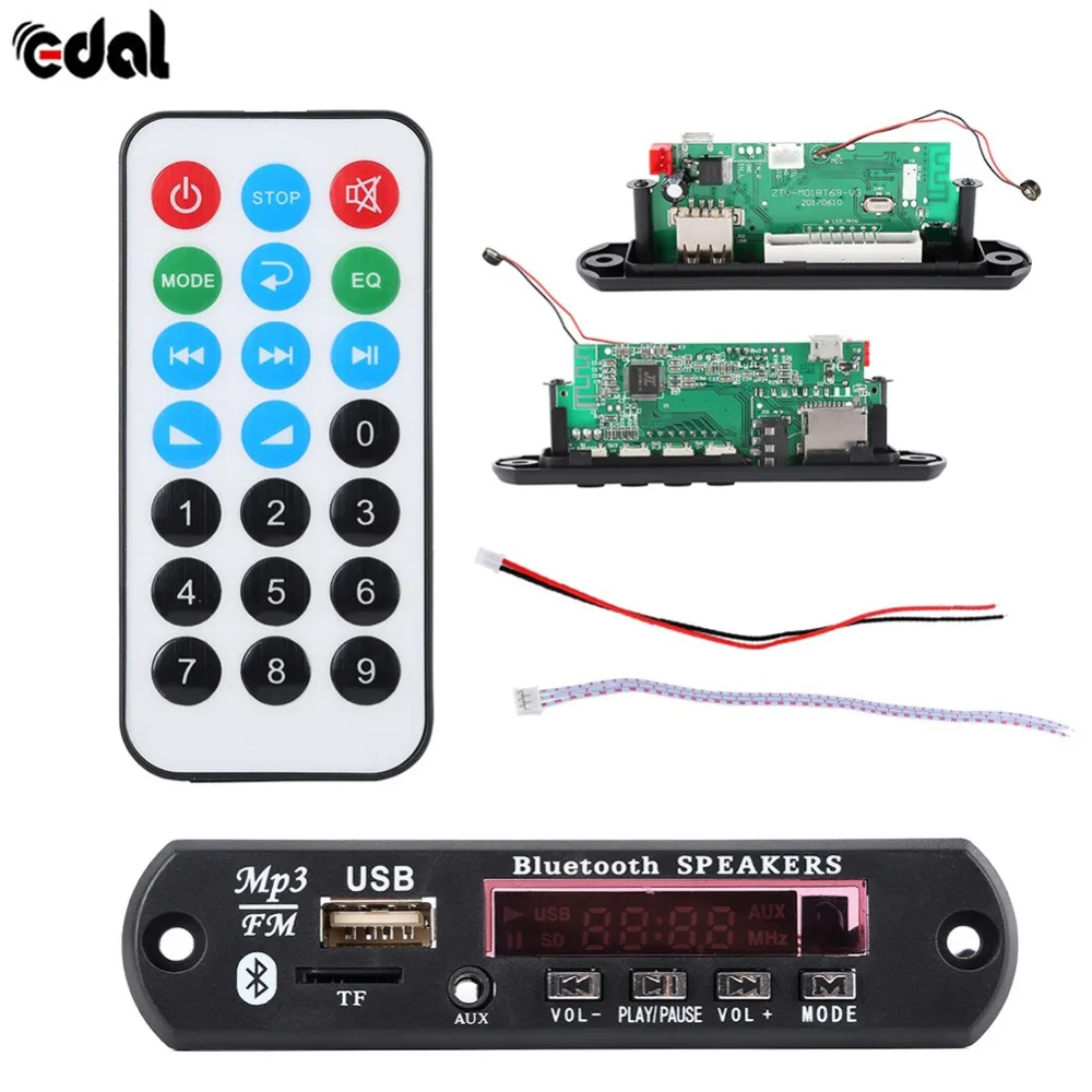 Эдал полезные Беспроводной Bluetooth 12V 5V Micro USB микрофон 3,5 мм AUX аудио FLAC MP3 WMA декодер доска аудио модуль USB TF радио для автомобиля