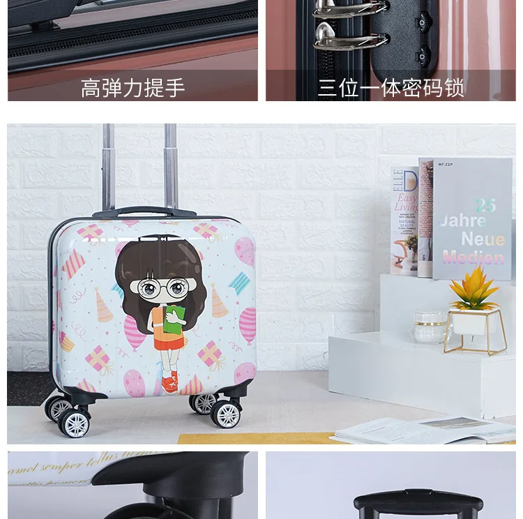 ZYJ Customizable Girls Boys Travel Trolley Luggage kids Cute Alloy Rolling Airplane Suitcase Trunk 18 inch Luggage (22)