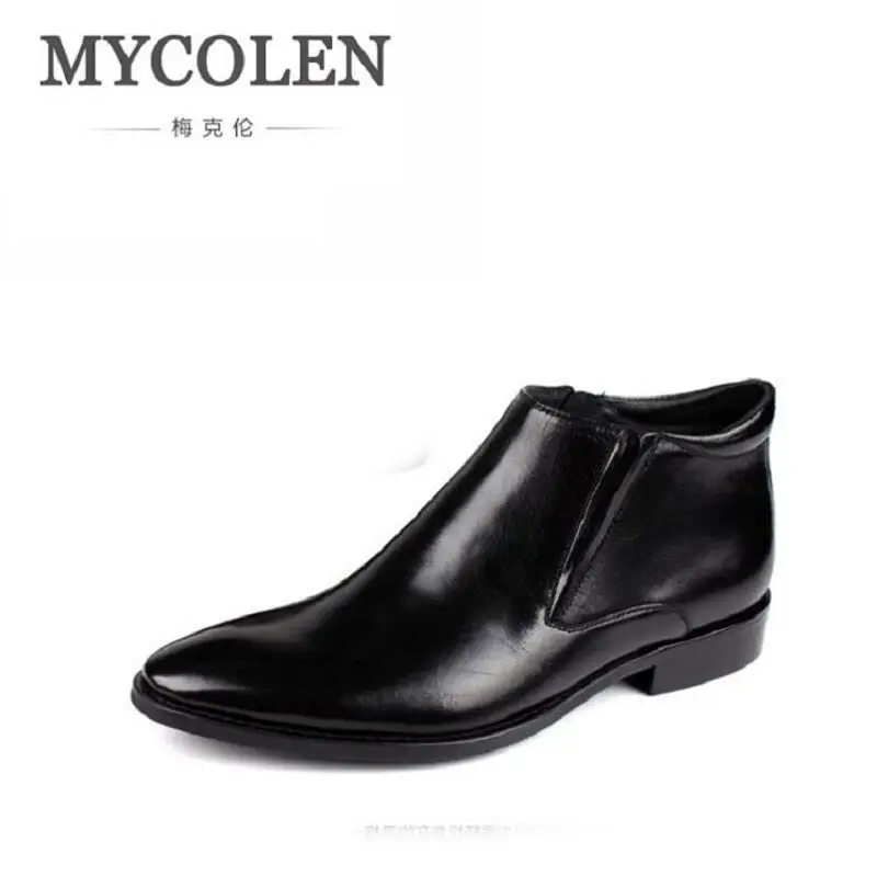 MYCOLEN Luxury Brand New Style Men Boots Casual Winter Leather Boots Black Men Martin Chelsea Boots Men Pointed Toe Autumn Shoes 2018 fr lancelot new design winter men ankle boots genuine leather men short boots luxury brand men black men high chelsea boots