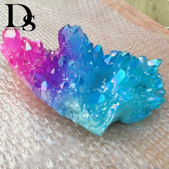 

Blue & Pink Aura Quartz Crystal Bismuth Titanium Silicon Cluster Reiki Healing Lemurian Seed Charm Minerals Specimen Home Decora