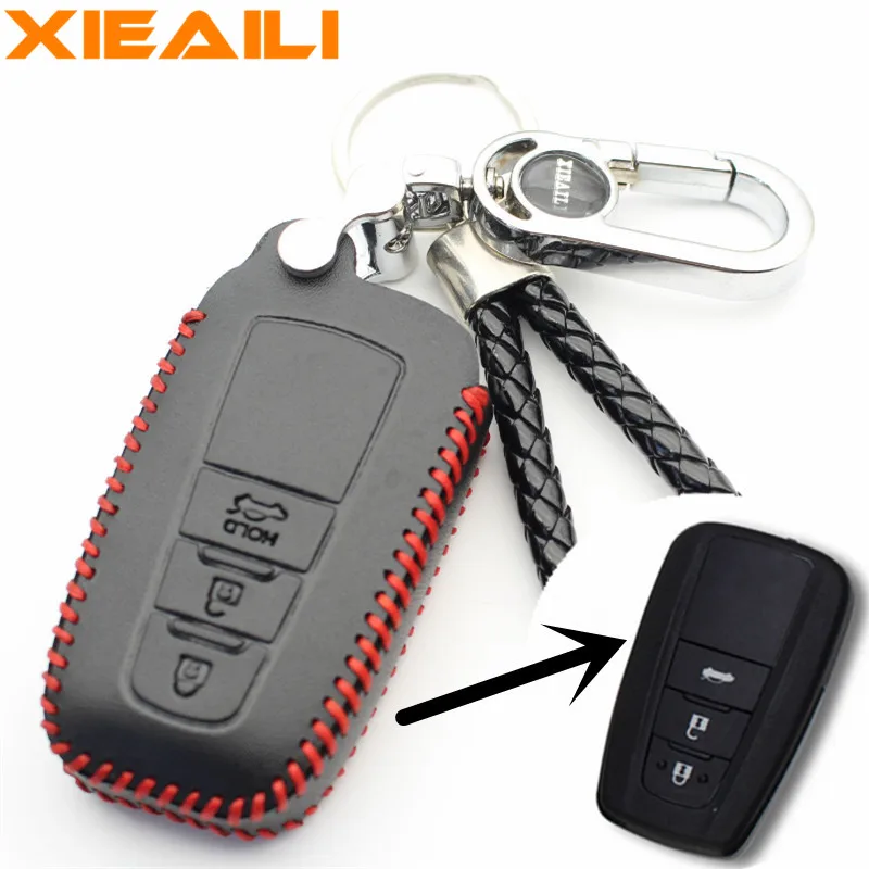 XIEAILI Genuine Leather Remote Control 3Button Smart Key Case Cover For