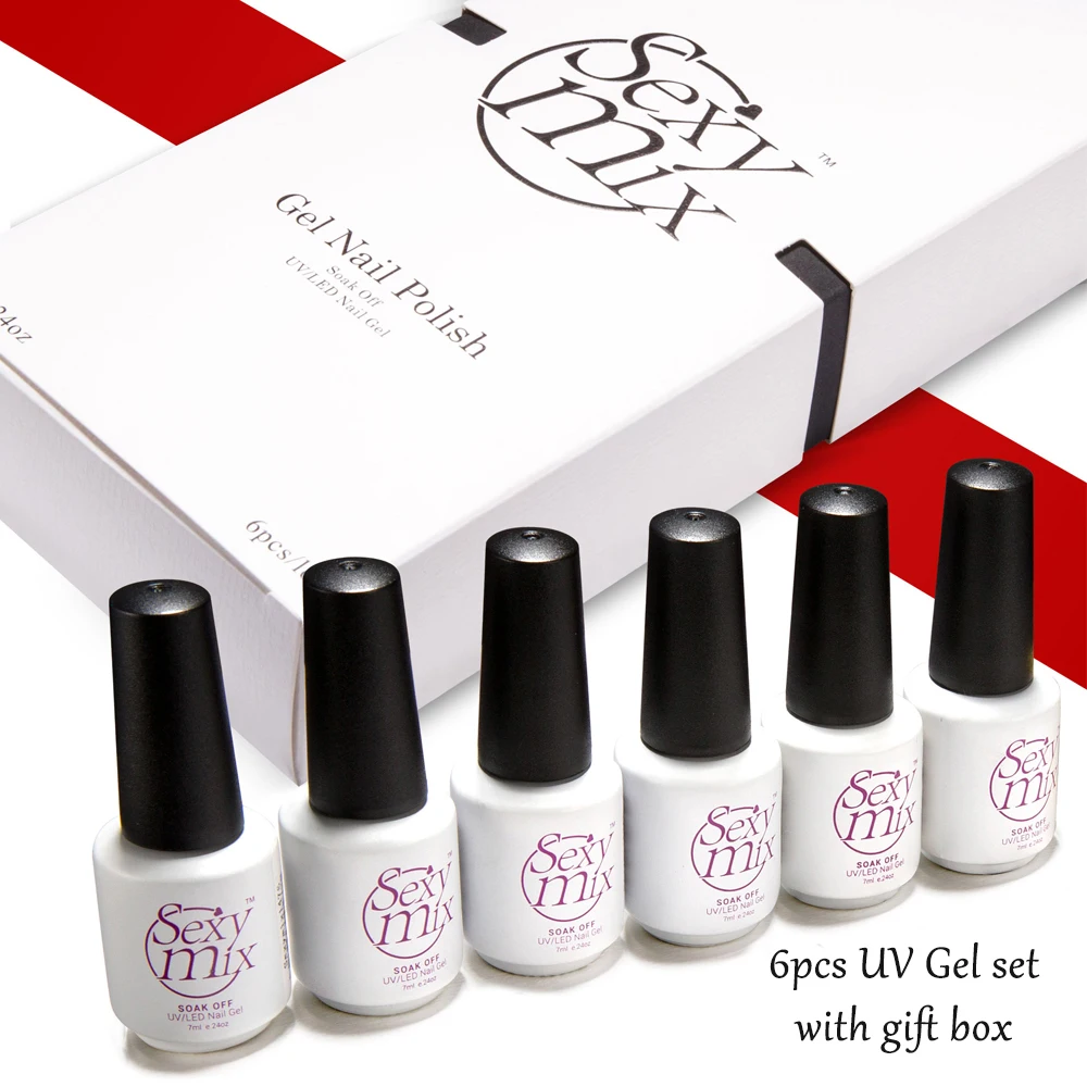 Sexy mix 6Pcs UV Nail Gel Liquid with Gift Box Set Nail Art Design Salon Gel Polish Soak off Manicure Lacquer Gel Varnishes Kits Sexy mix 6Pcs UV Nail Gel Liquid with Gift Box Set Nail Art Design Salon Gel Polish Soak off Manicure Lacquer Gel Varnishes Kits