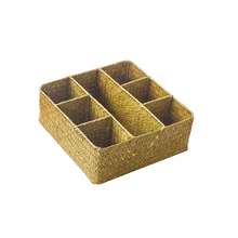 Квадратная корзинка из морских водорослей корзины ручной работы для хранения коробка корзины для хранения мелочей Высокое качество море, трава декоративная коробочка комбинированные коробки