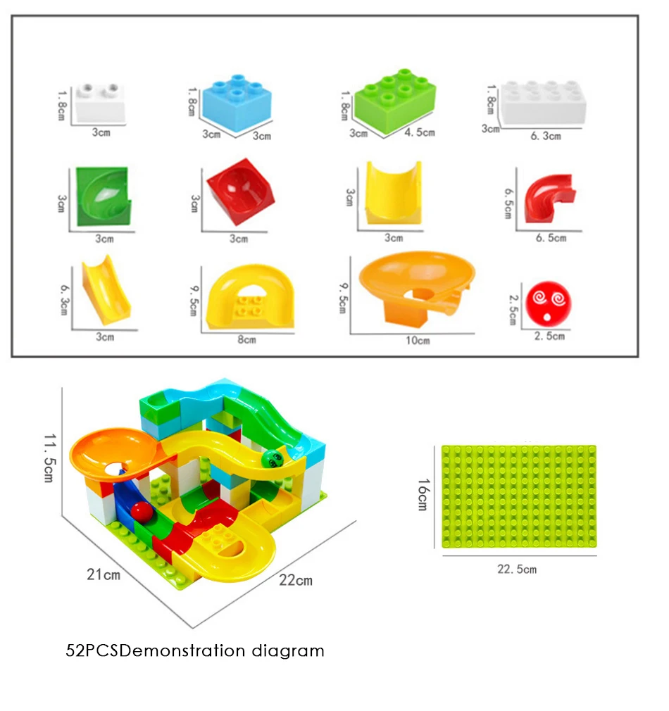 Забавный замок Duplo marble Racing Run лабиринт, Шариковая дорожка Строительные блоки Набор обучающая игрушка кирпичи для детей