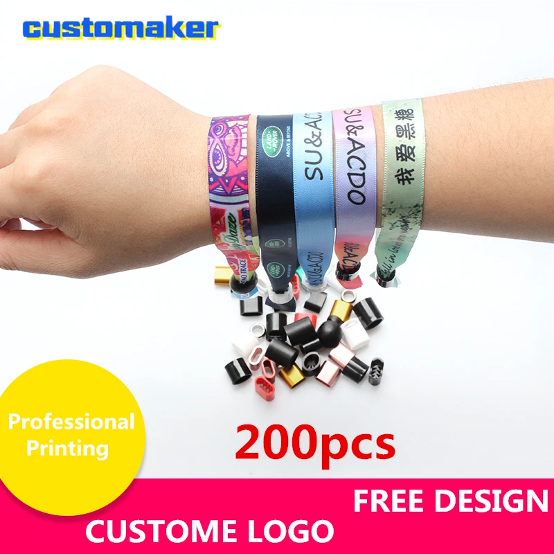200pcs Custom Satin Ribbon Customized Wristband Personalized Bracelet