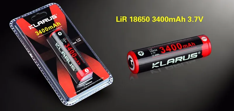 klarus литий-ионный аккумулятор 3400mAh аккумулятор 18650 для портативного освещения