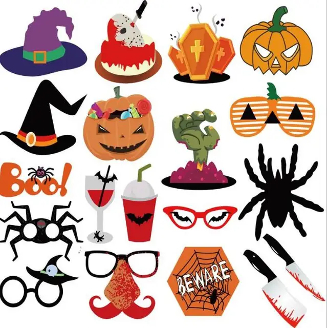 12/14/22/59/66pcs Halloween Party Photo Booth Props Happy Halloween Photo Props Kit for Party Decoration WYQ