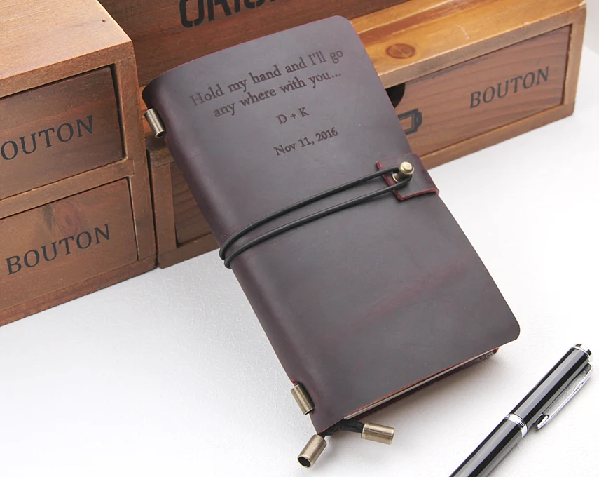

Leather Journal Notebook Custom, Handmade Vintage Refillable Travel journal, Leather Traveler's notebook Cover, Custom Text