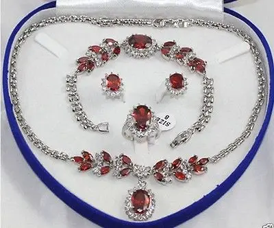 

women's jewelry oriental ruby 18KGP Necklace Bracelet Earring Ring +()