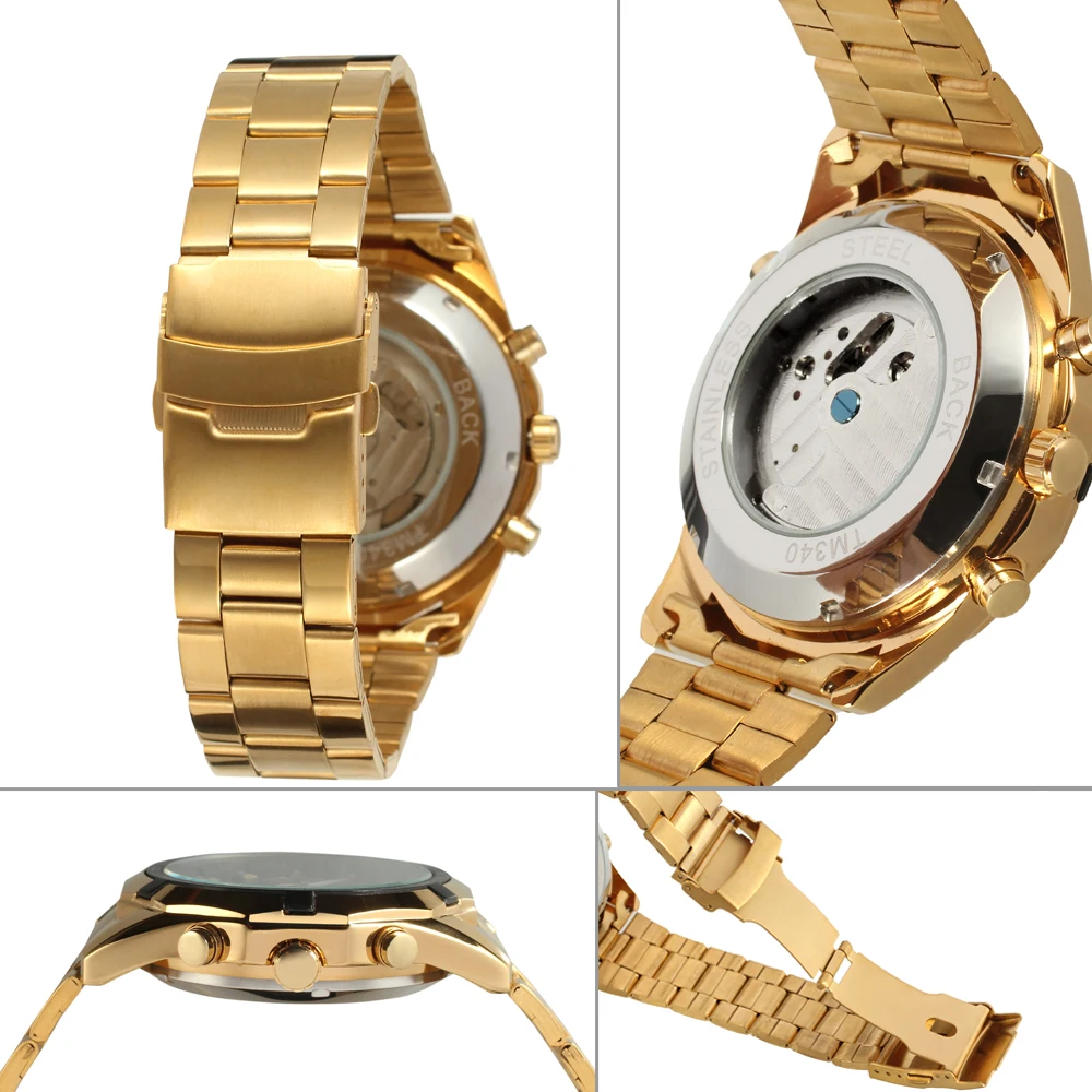 Forsining Classic Automatic Stainless Steel China Wholesale Luxury Men Gold color Watches
