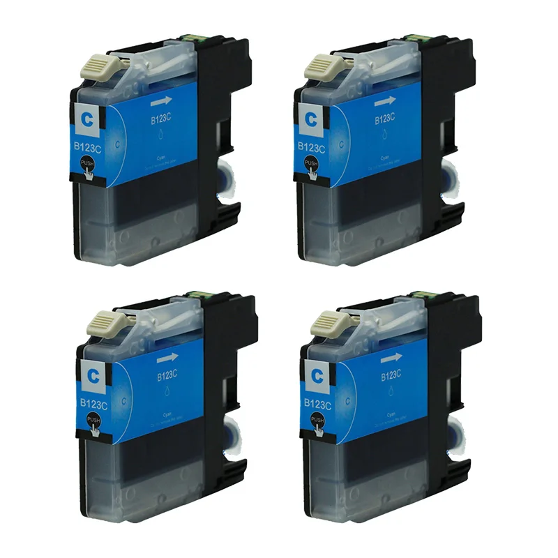 4PK Cyan Blue LC123 Full Ink Cartridge For Brother MFC J4510DW MFC 